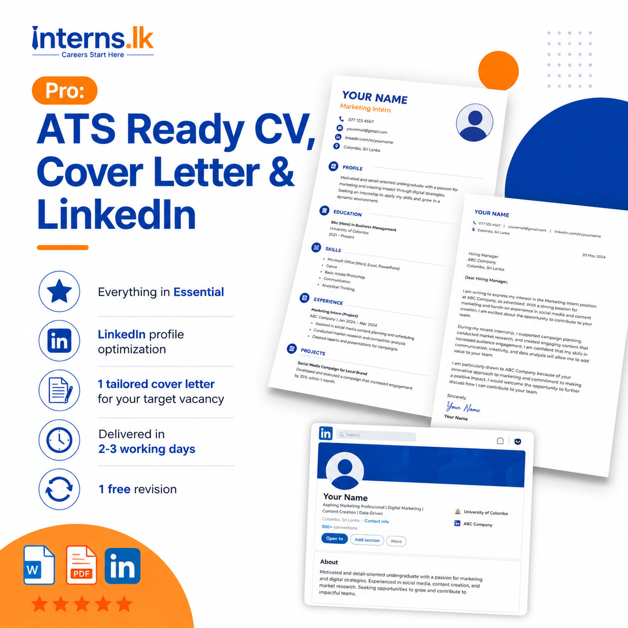 Tier 2: Pro – CV, Cover Letter & LinkedIn - Internship Ready